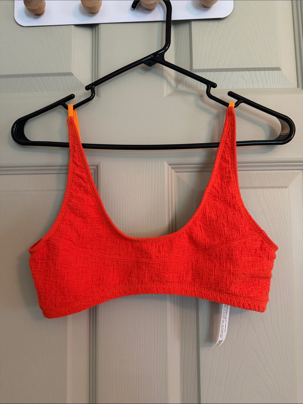Free People Farrah Bikini Top M Orange Textured Adjustable Straps Swim